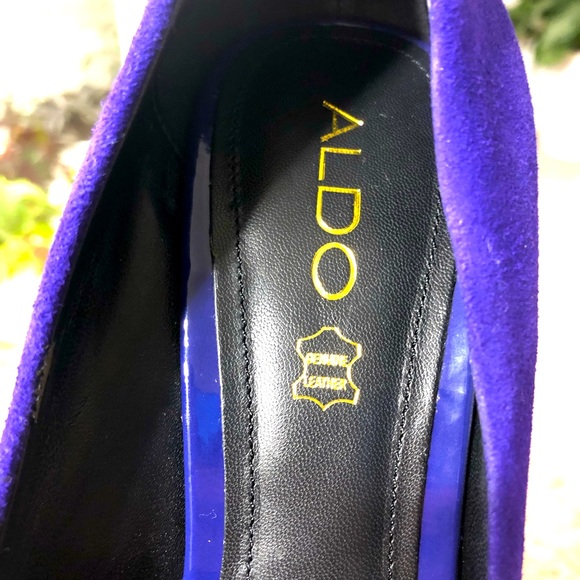 Aldo Heels Suede Blue/Yellow Stiletto Platform Shoes UK 39 US 8 - Picture 7 of 8